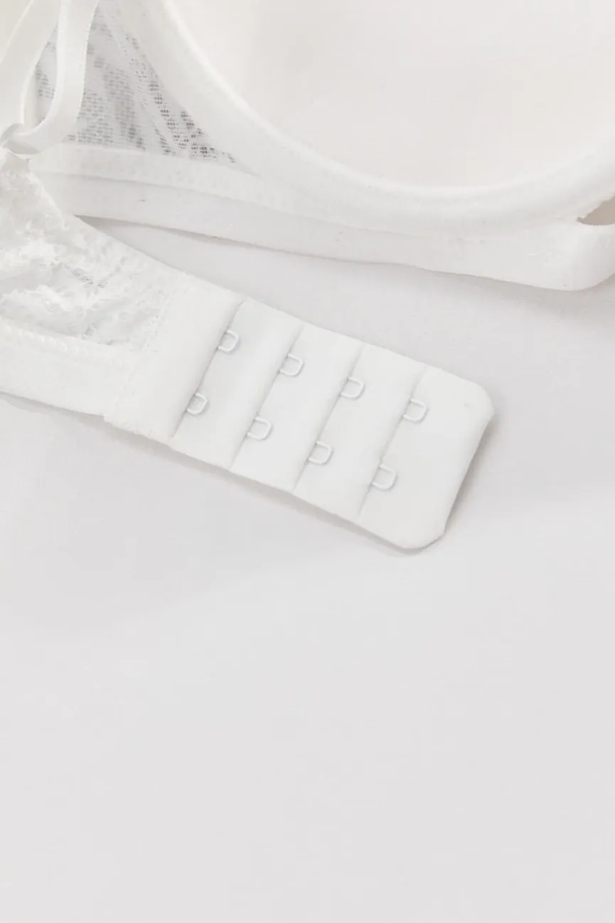 Witte Kanten Push-Up BH met Beugel en Afneembare Bandjes