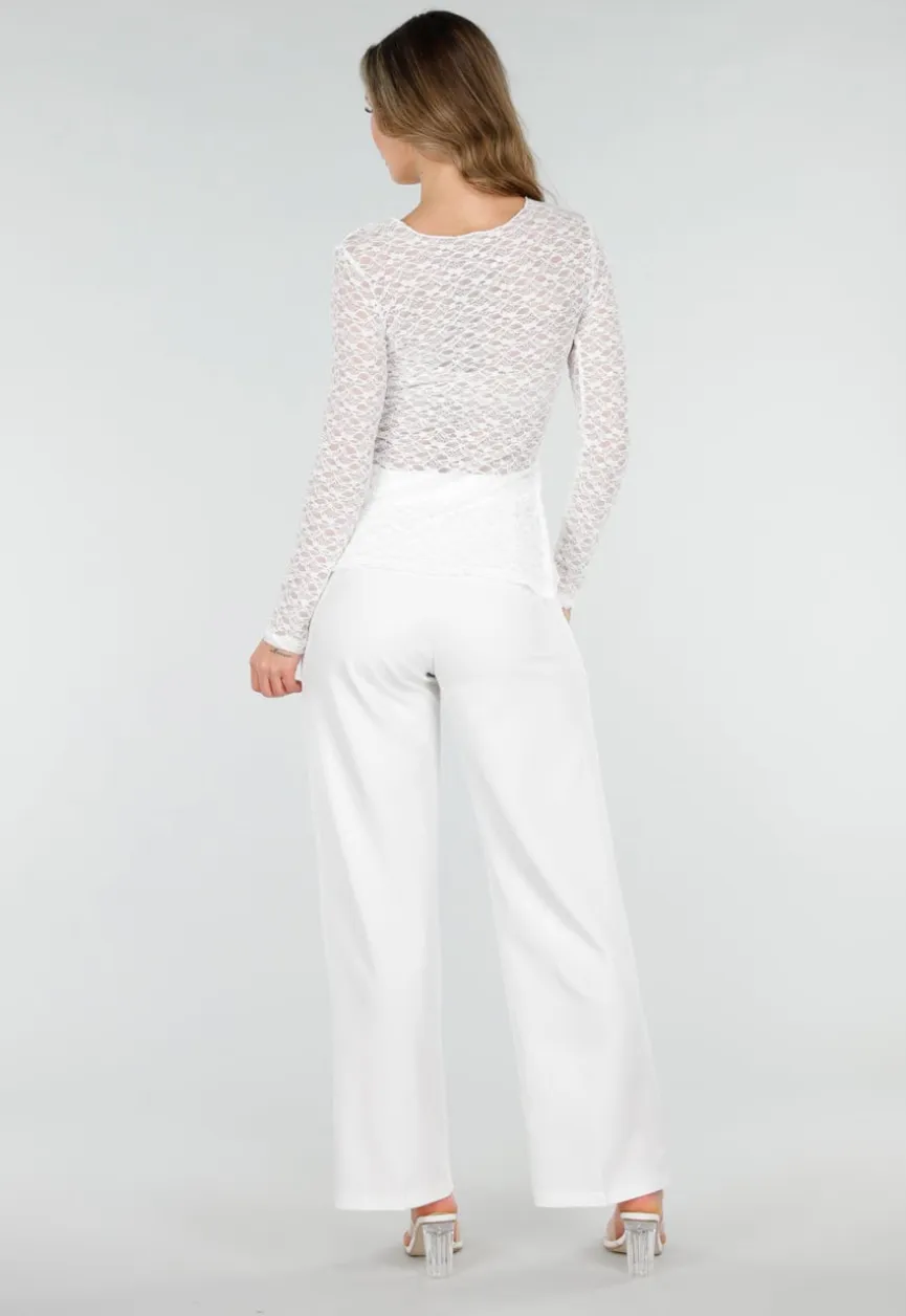 Witte Kanten Top met Splitten