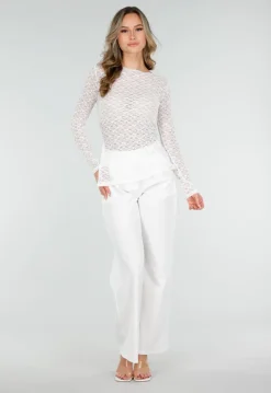 Witte Kanten Top met Splitten