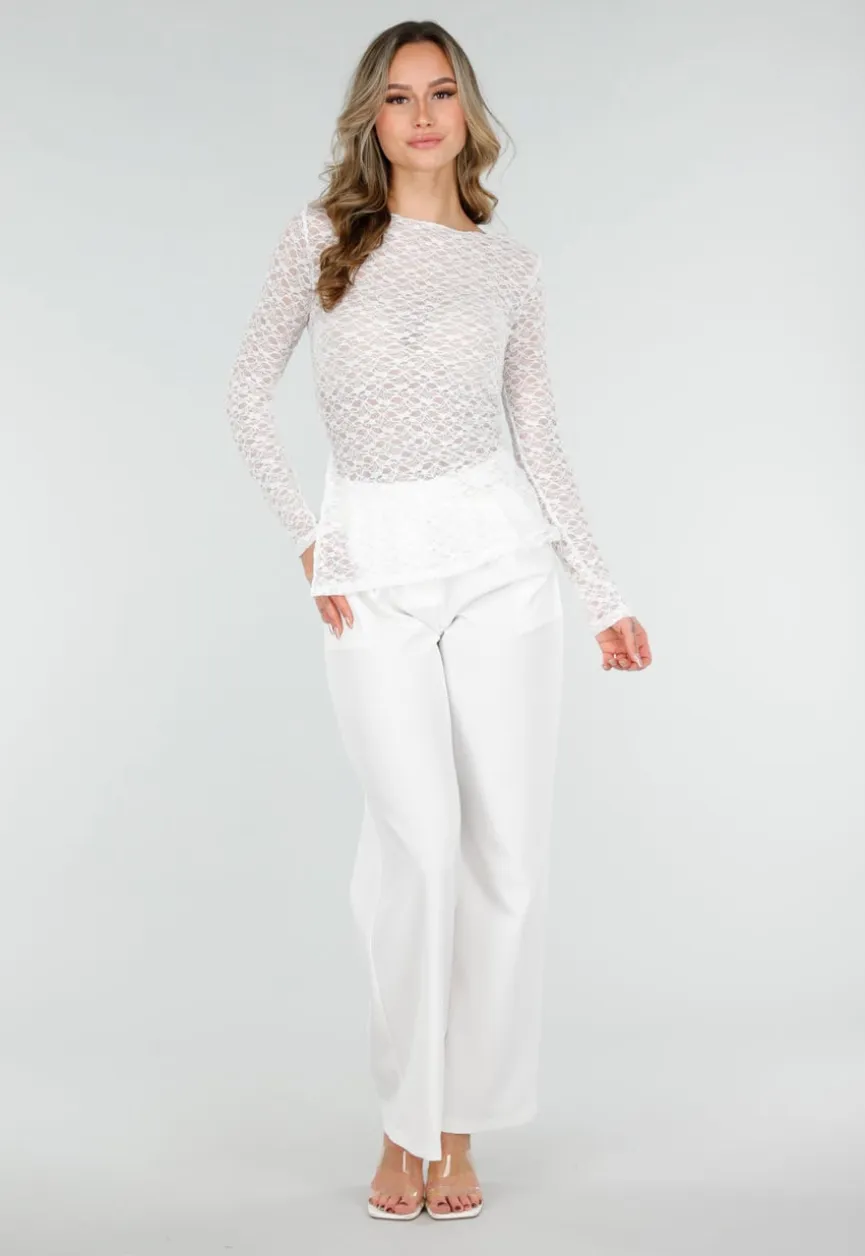 Witte Kanten Top met Splitten