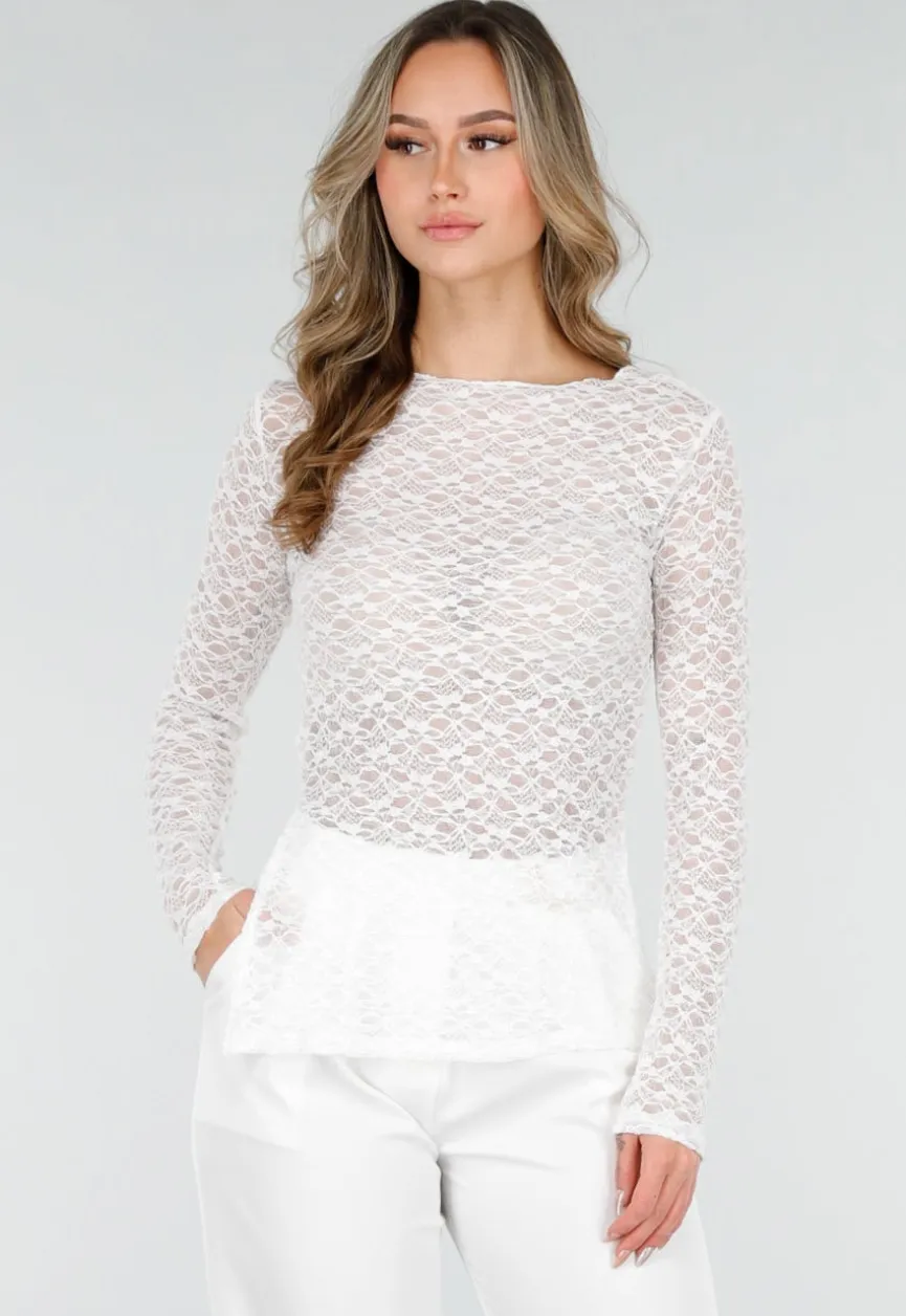 Witte Kanten Top met Splitten