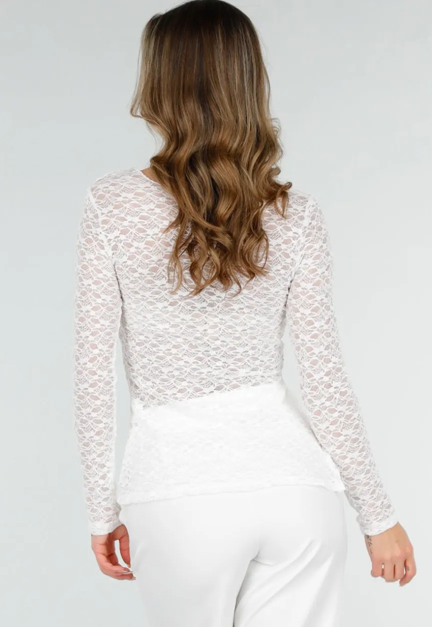Witte Kanten Top met Splitten