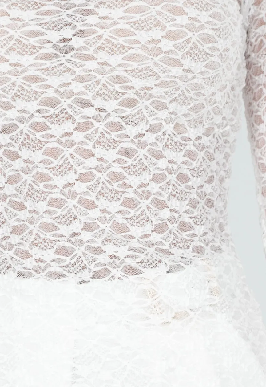 Witte Kanten Top met Splitten