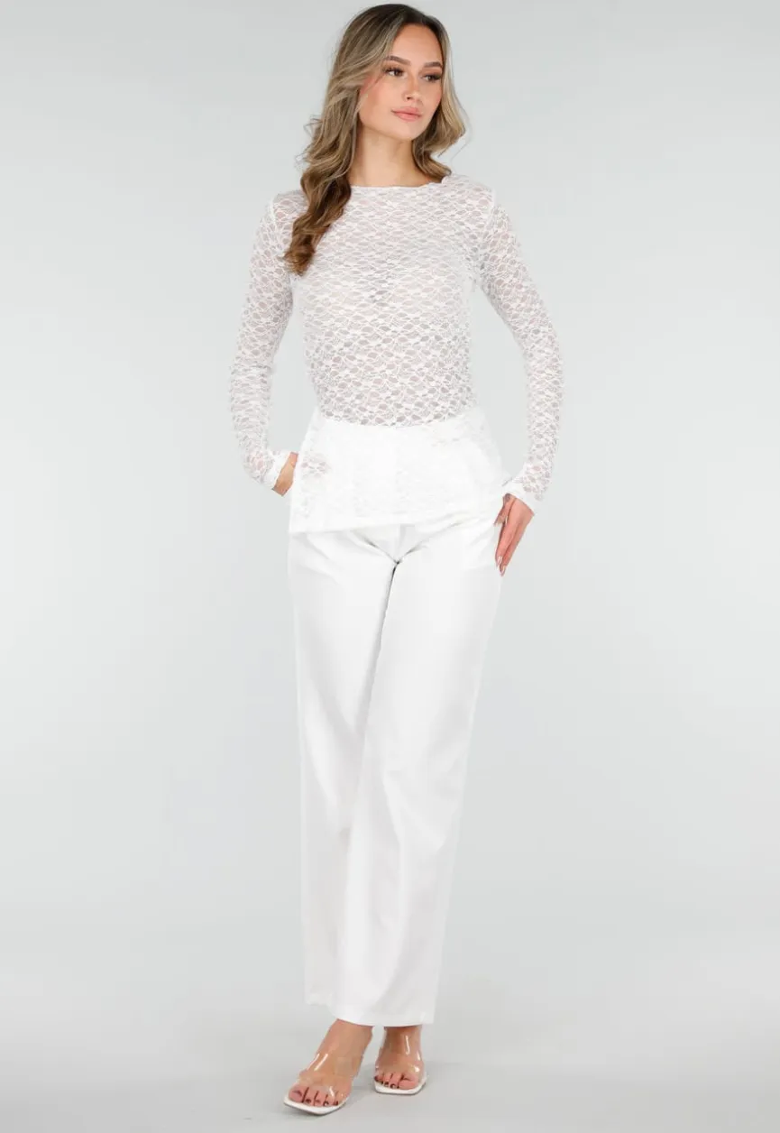 Witte Kanten Top met Splitten