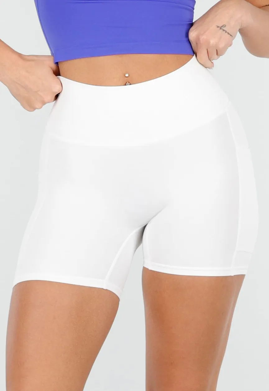 Witte Korte Sportlegging met Stretch