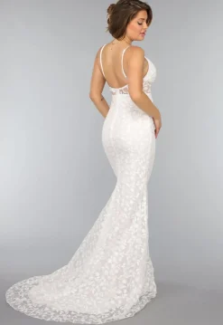 Witte Lange Bruidsjurk met Geborduurde Details