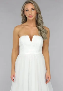 Witte Lange Mesh Bridal Jurk