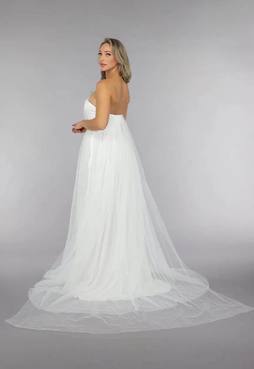 Witte Lange Mesh Bridal Jurk