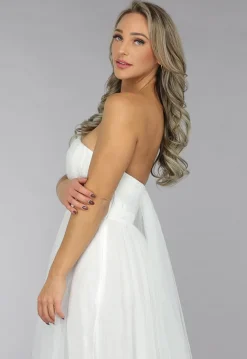 Witte Lange Mesh Bridal Jurk