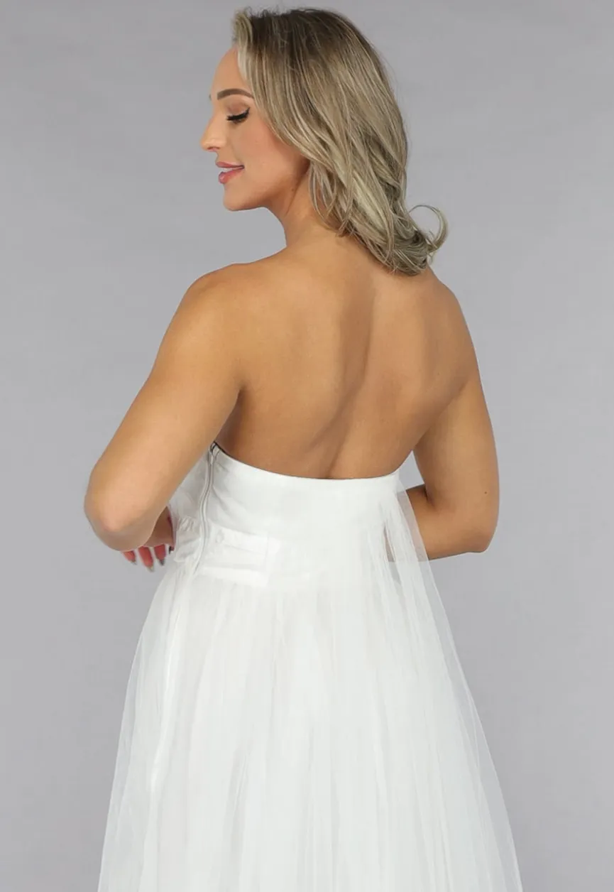 Witte Lange Mesh Bridal Jurk