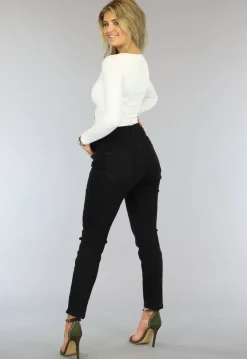 Witte Longsleeve Top met Vierkante Hals