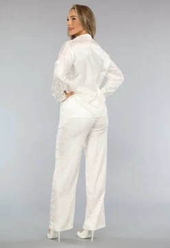 Witte Luipaard Print Pantalon Set