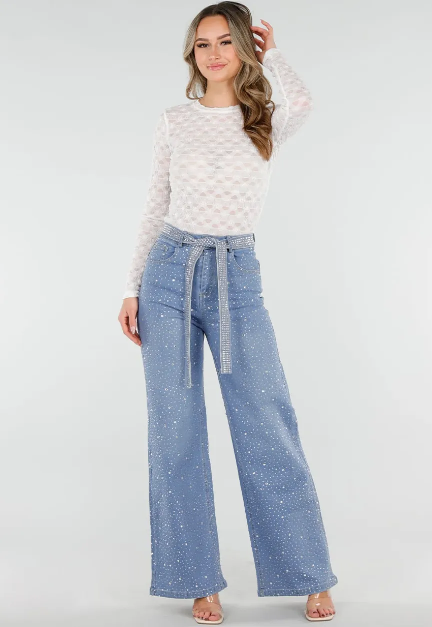 Witte Mesh Body met Lange Mouwen