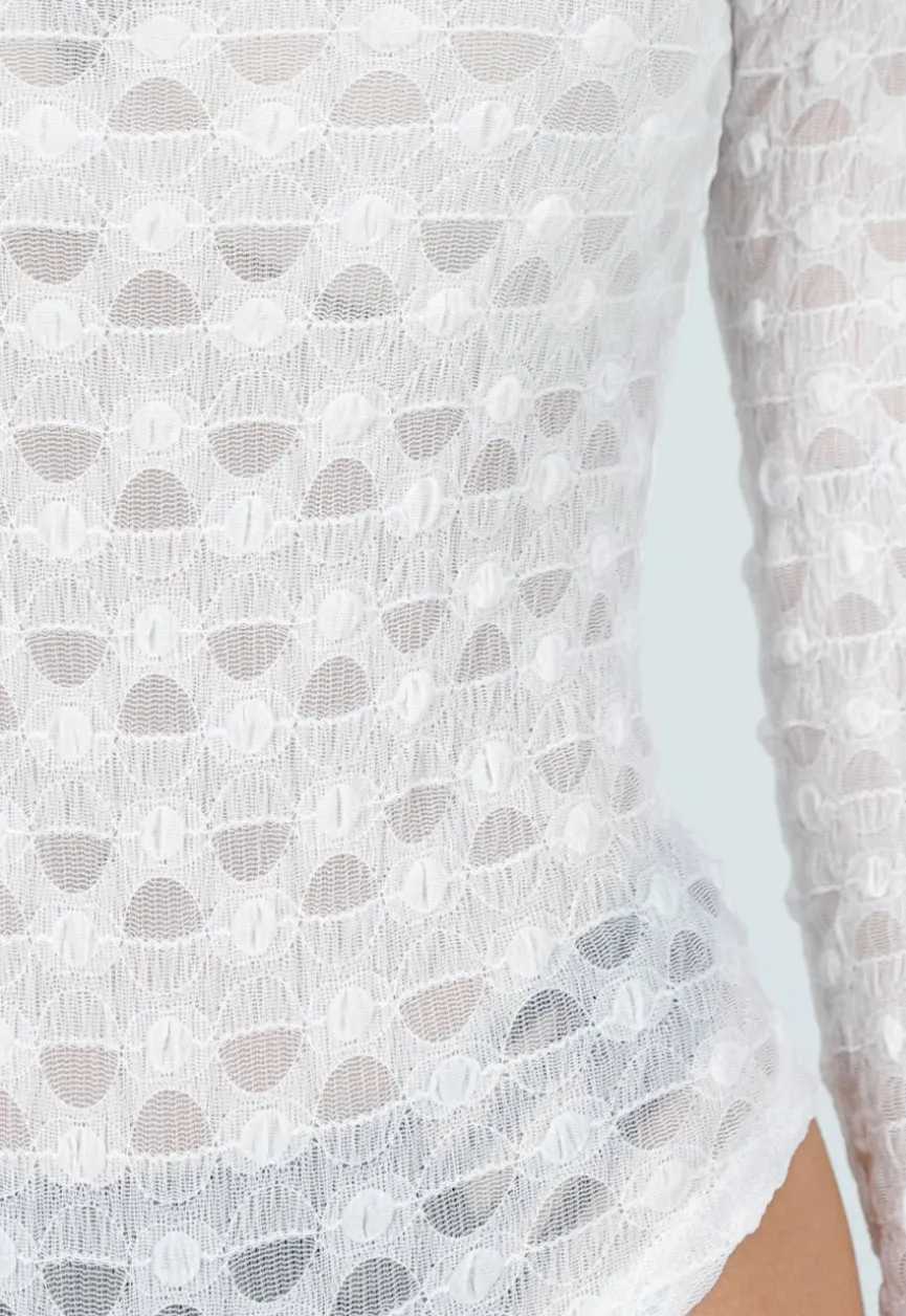 Witte Mesh Body met Lange Mouwen