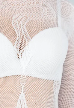 Witte Mesh Fishnet Body met Stretch