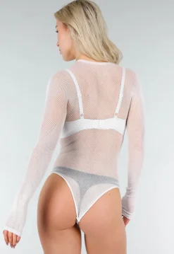 Witte Mesh Fishnet Body met Stretch