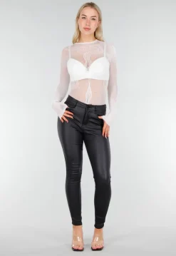 Witte Mesh Fishnet Body met Stretch