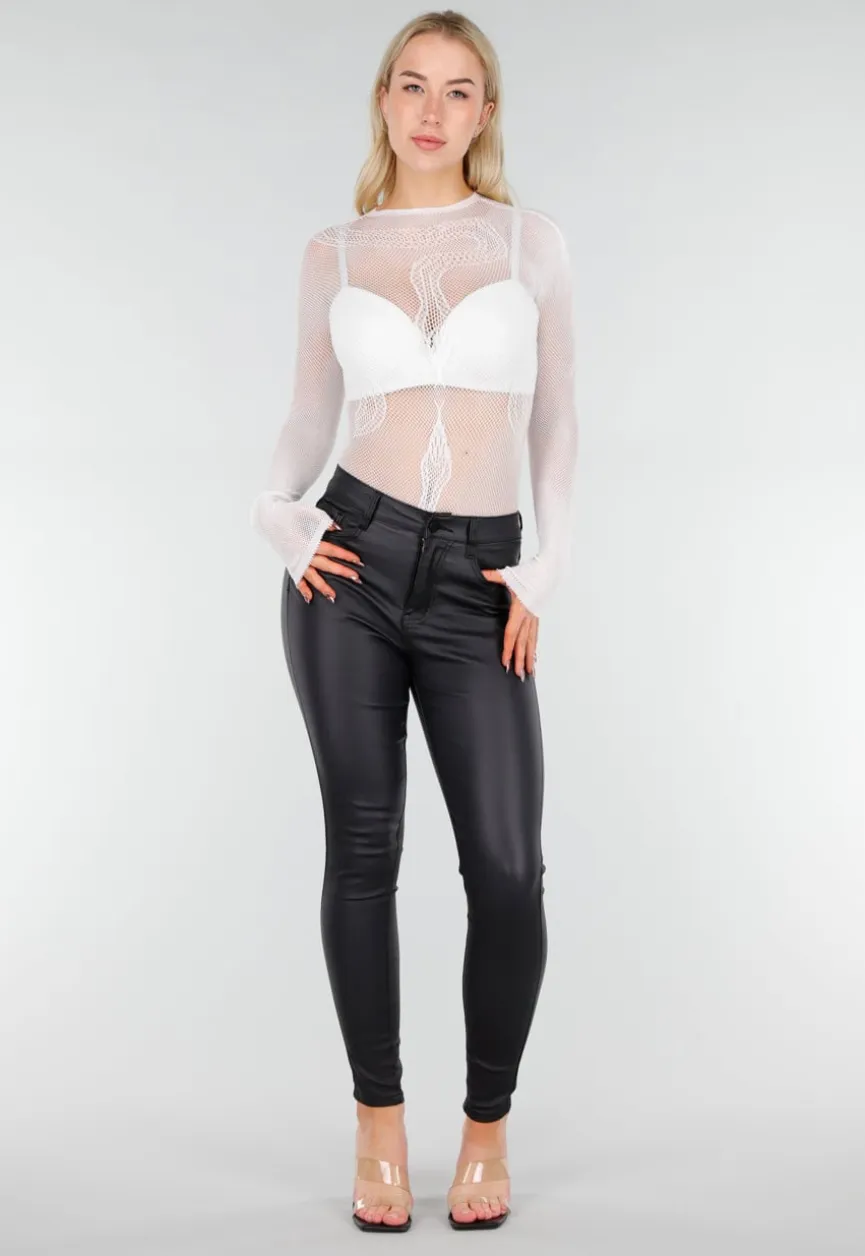 Witte Mesh Fishnet Body met Stretch