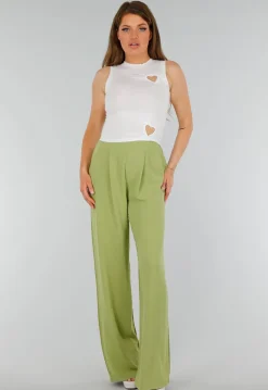 Witte Mouwloze Stretch Cropped Top met Hart Cut Outs
