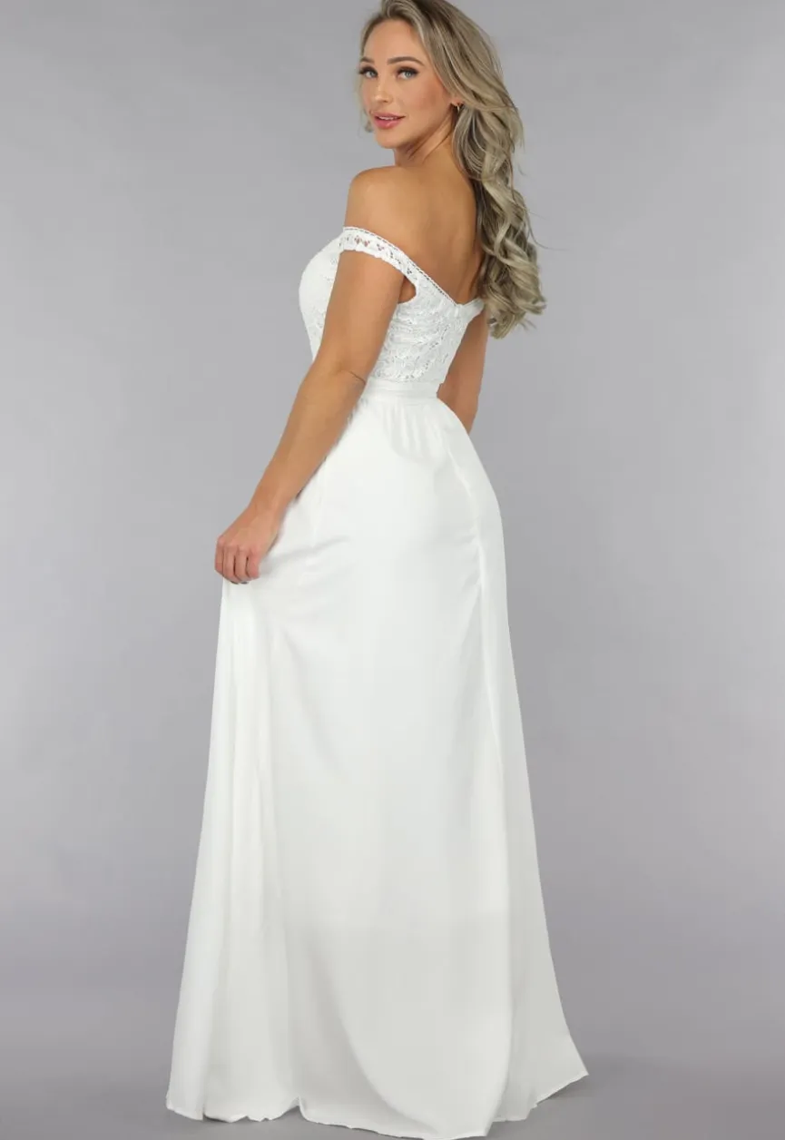 Witte Off Shoulder Bruidsjurk met Pads