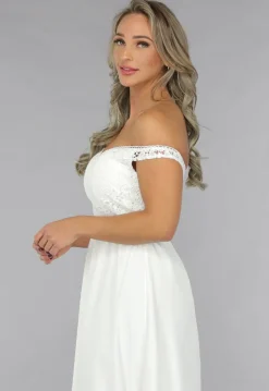 Witte Off Shoulder Bruidsjurk met Pads