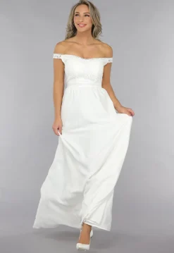 Witte Off Shoulder Bruidsjurk met Pads