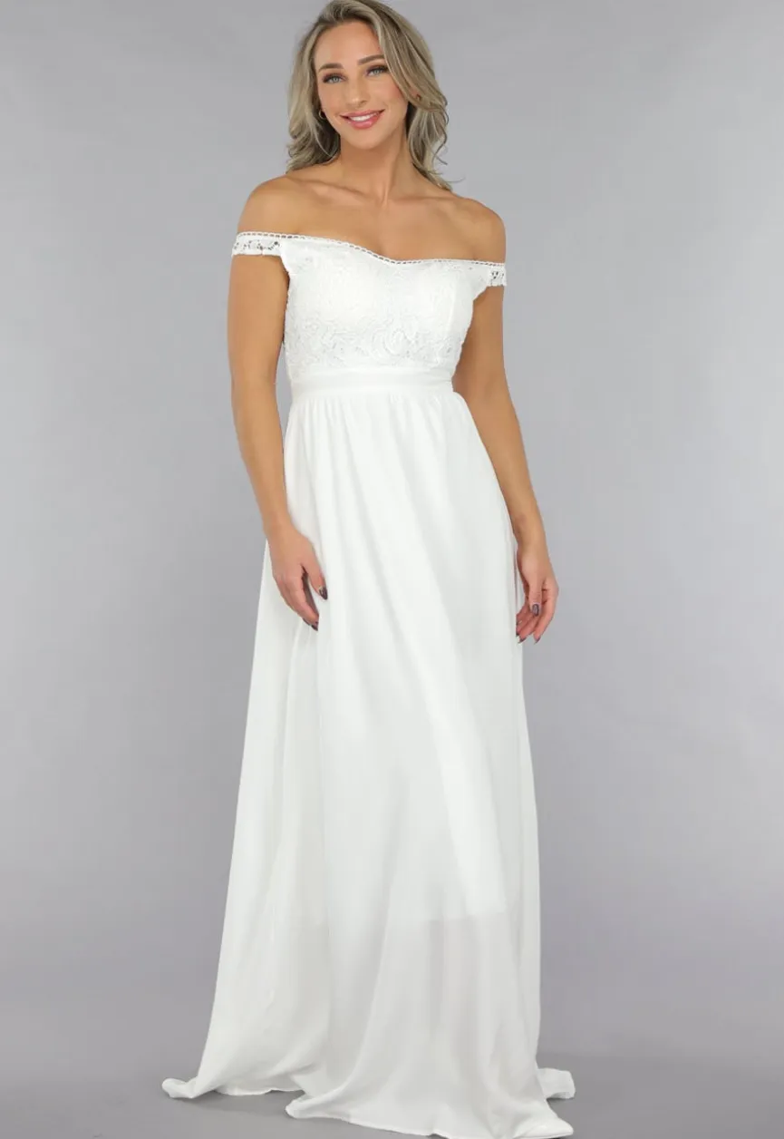 Witte Off Shoulder Bruidsjurk met Pads