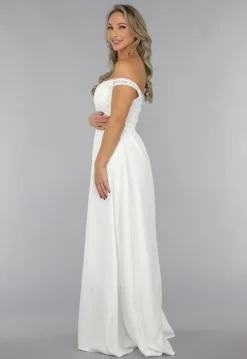 Witte Off Shoulder Bruidsjurk met Pads