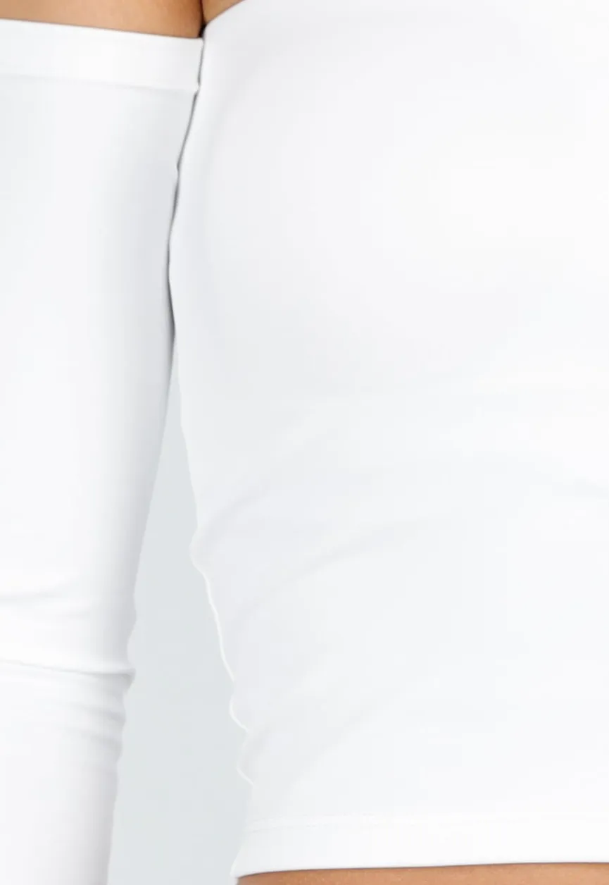 Witte Off Shoulder Top met Lange Mouwen en Stretchstof