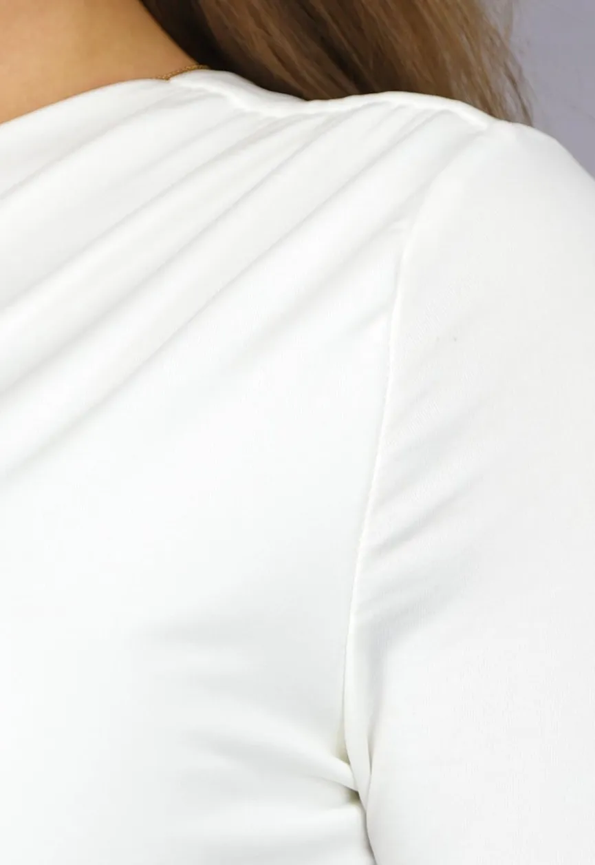 Witte One Shoulder Ruffle Galajurk