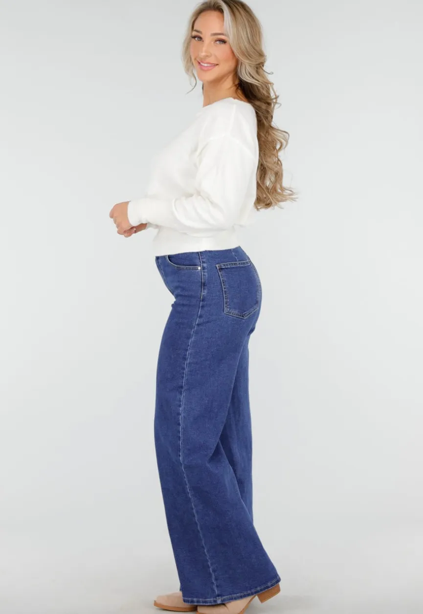 Witte One Shoulder Trui met Lange Mouwen en Stretch