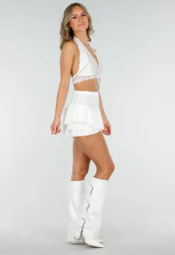 Witte Parelketting Bodychain met Haltersluiting