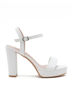 Witte Plateau Sandaletten met Blokhak