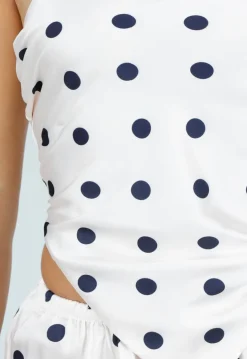 Witte Polkadot Set met Bandeau Top En Wijde Broek