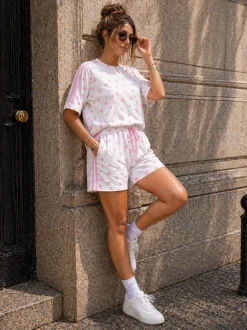 Witte Polkadot Two Piece Set met T-Shirt en Shorts