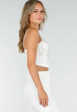 Witte Push Up Strass Bustier