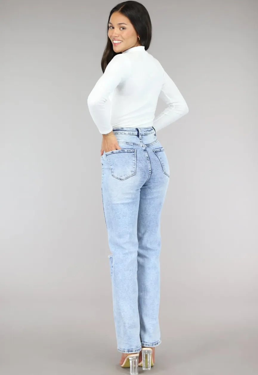 Witte Rib Bodysuit met Uitsnede