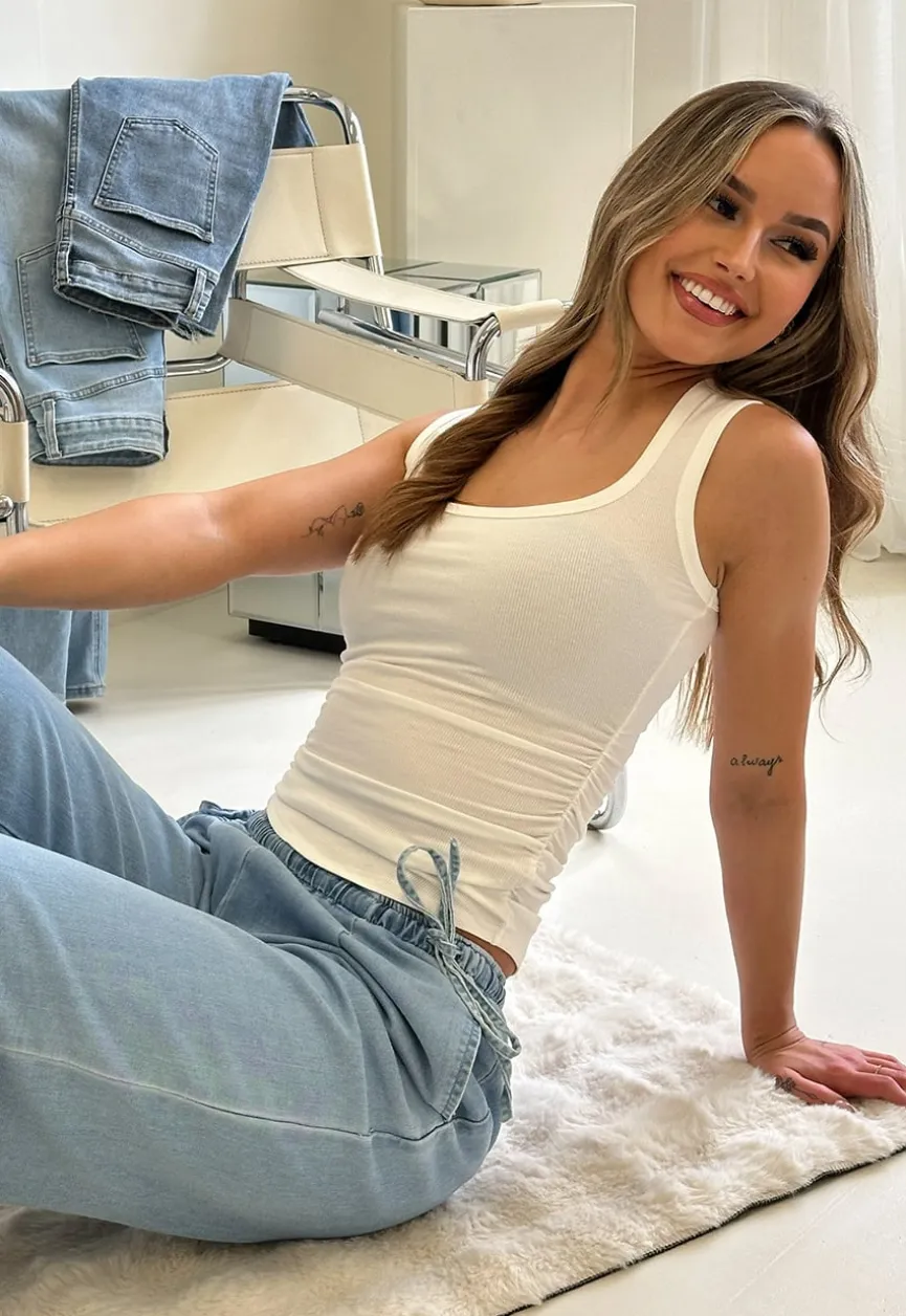 Witte Rib Stretch Tank Top