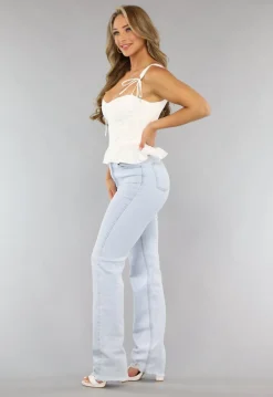 Witte Ruffle Korset Top met Strikdetail