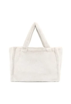 Witte Shopper Tas met Zachte Imitatiebontstructuur