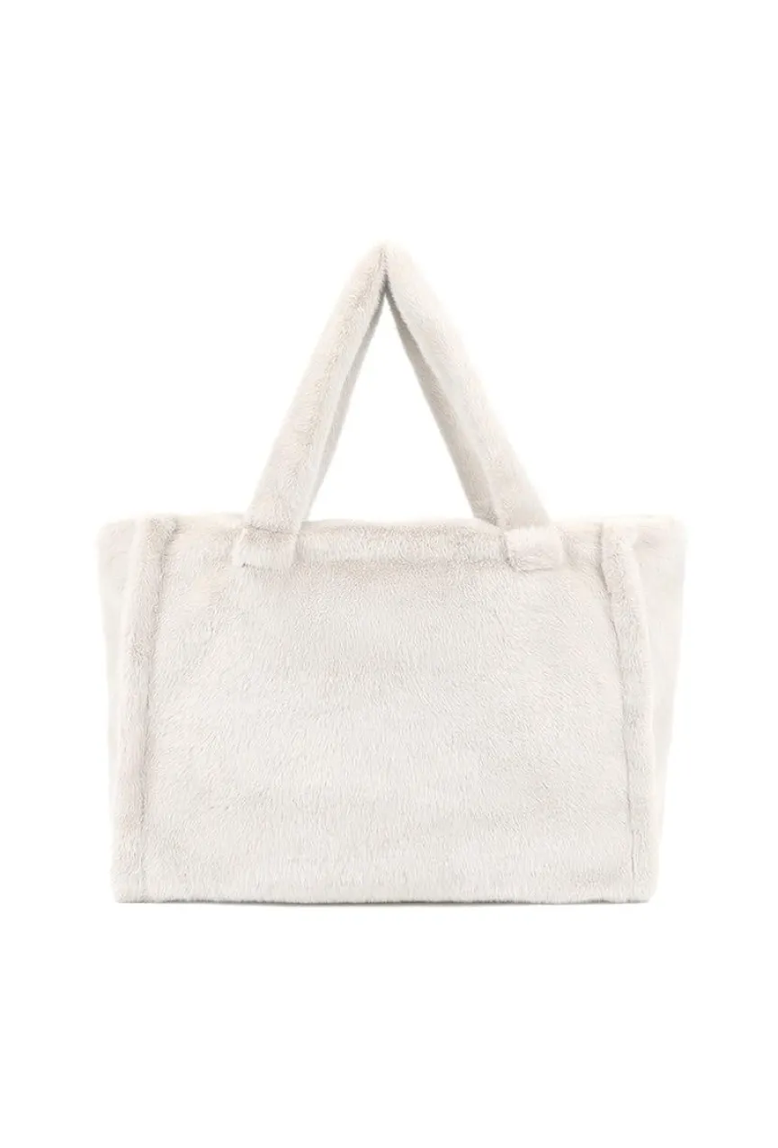 Witte Shopper Tas met Zachte Imitatiebontstructuur