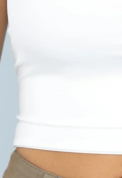 Witte Sporttop met Vierkante Hals en Strikdetail