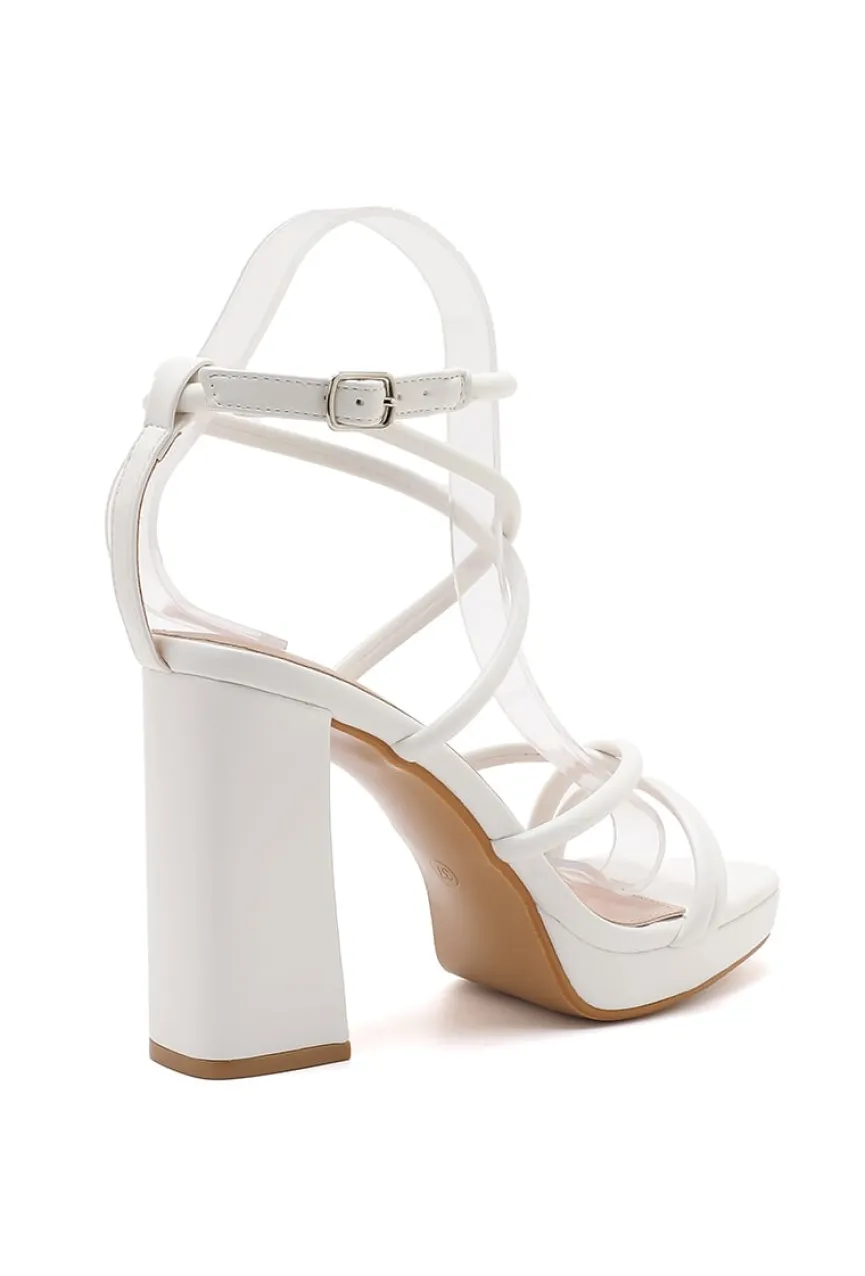 Witte Strappy Sandaletten met Blokhak