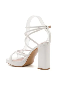Witte Strappy Sandaletten met Blokhak