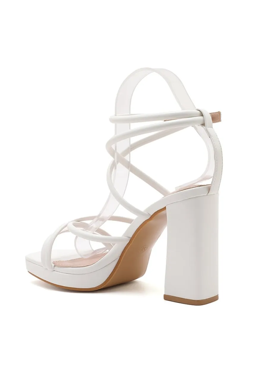 Witte Strappy Sandaletten met Blokhak