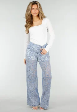 Witte Stretch Top met Lange Mouwen en Vierkante Hals