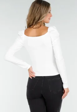 Witte Stretch Top met Overslag en Plooien