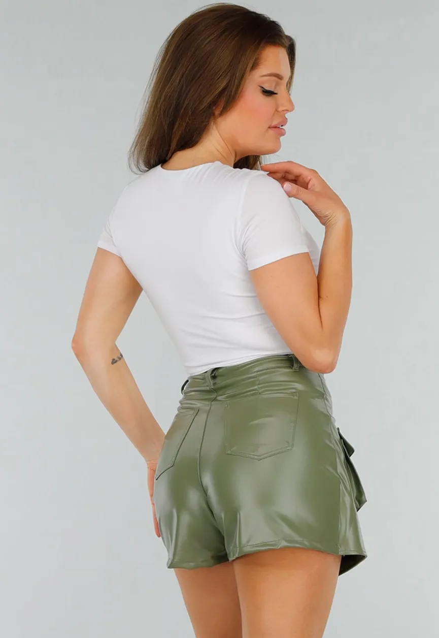 Witte Stretch Top met Ronde Hals en Cropped Fit