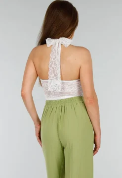 Witte Stretch top met Stretch en Dubbele Voering