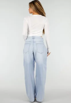 Witte Top met Knoopsluiting, Strik en Lange Mouwen